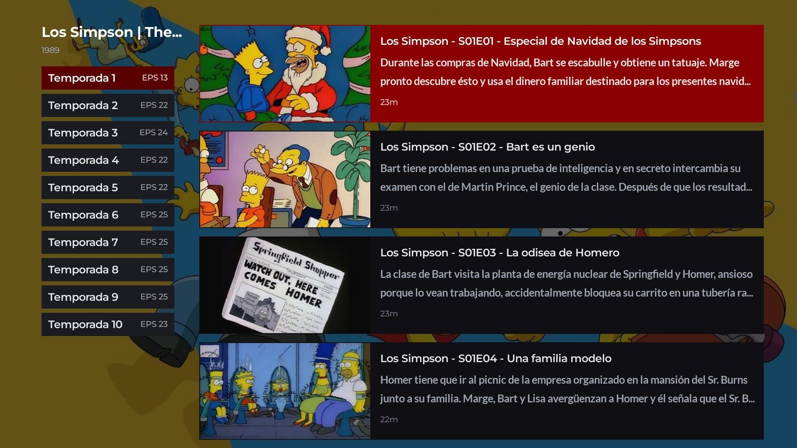 Temporadas y episodios de Los Simpson con conteo por temporada